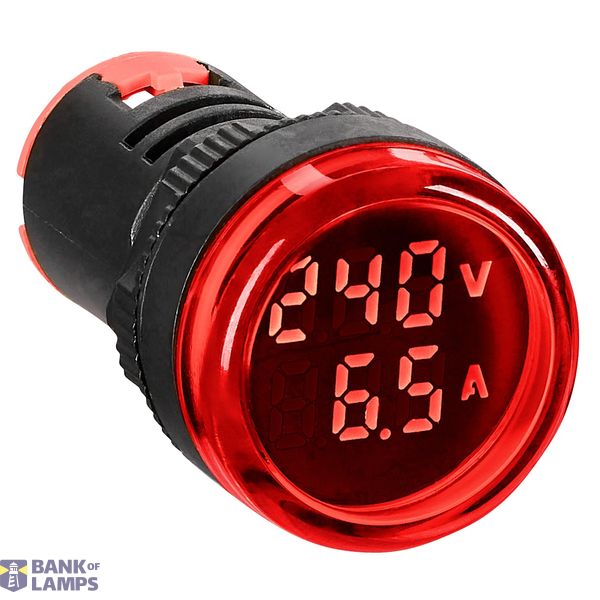 Volt-ampere. 22.5 mm, 50–500 V, 0–100 A AC, red, round. image 1