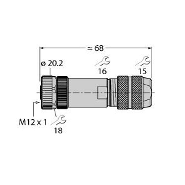 Field-Wireable Connector Female Connector M12 × 1, Straight   FW-M12KU5W-G-ZF-ME-SH-9 image 1