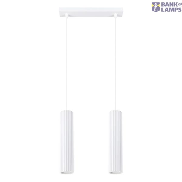 DOUBLE HANGING ON A WHITE CARBON STRIP, 2XGU10 ALUMINUM LAMPSHADES image 2