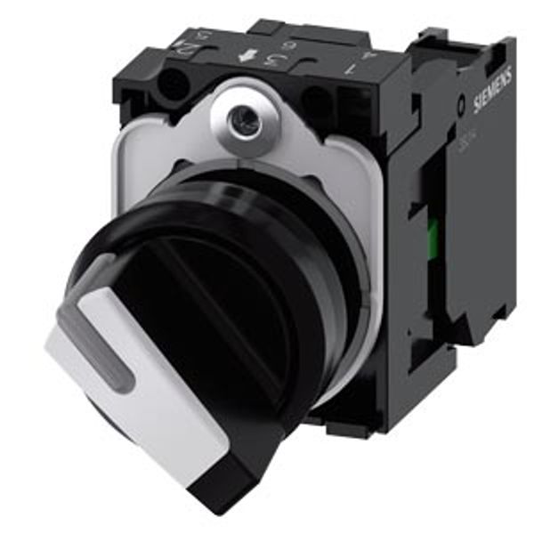 Selector switch, illuminable, 22 mm, round, plastic, white, selector switch, short, 2 switch  3SU1100-2BF60-1BA0-Z X90 image 2