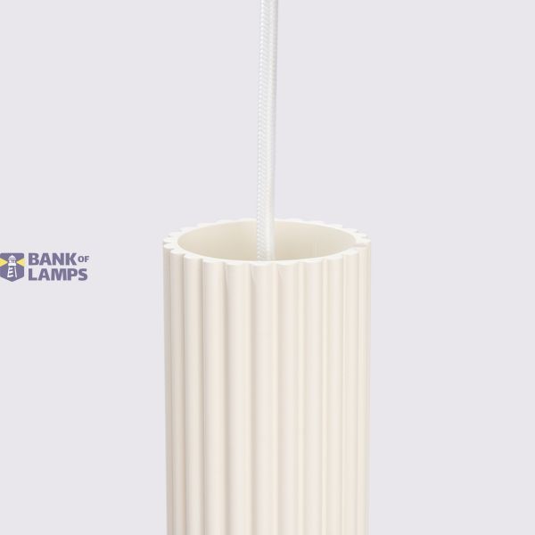 HANGING LAMP WITH TWO HANGS AND BEIGE GROOVED LAMPSHADES, CARBON SERIES image 6