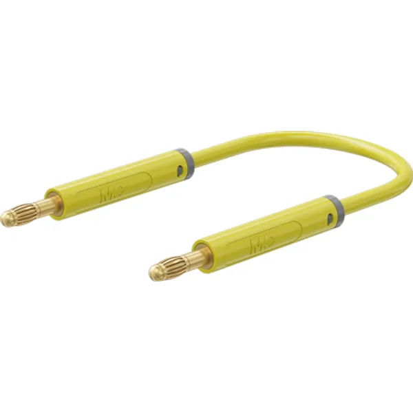 Measuring lead with (4 mm lamella plug, straight) to (4 mm lamella plug, straight), 2 m, yellow, PVC, 1.0 mm², 64.1071-20024 image 1