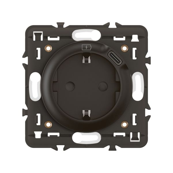 SOCKET 2P+E SCHUKO USB C TYPE BLACK image 3