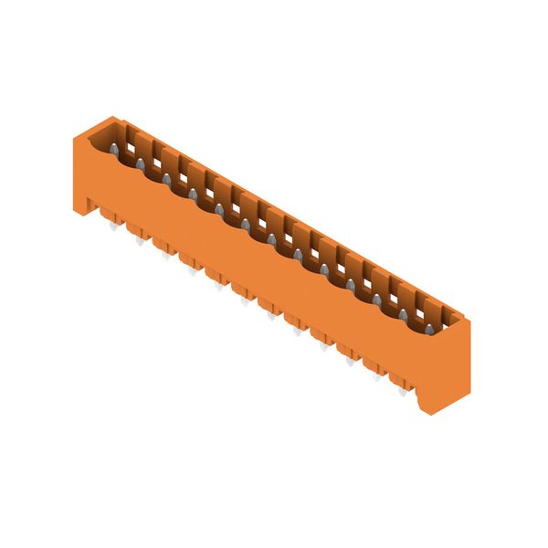 PCB plug-in connector, male header, closed side, THT solder connection, 5.08 mm, Number of poles: 13, 180°, Solder pin length (l): 3.2 mm, tinned, orange, Box image 4