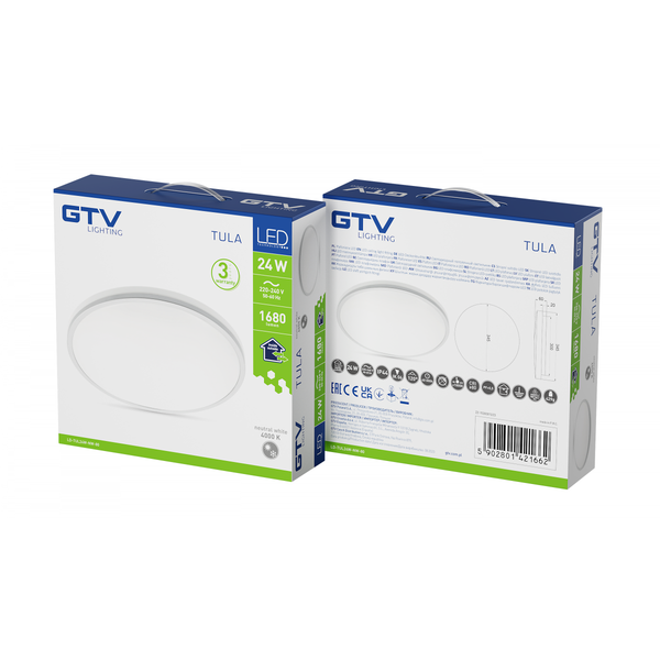 LED luminaire TULA, 24 W, 1680 lm, 4000K, AC180-250V, PF>0.5, IP44, Ø350 mm, gray image 2