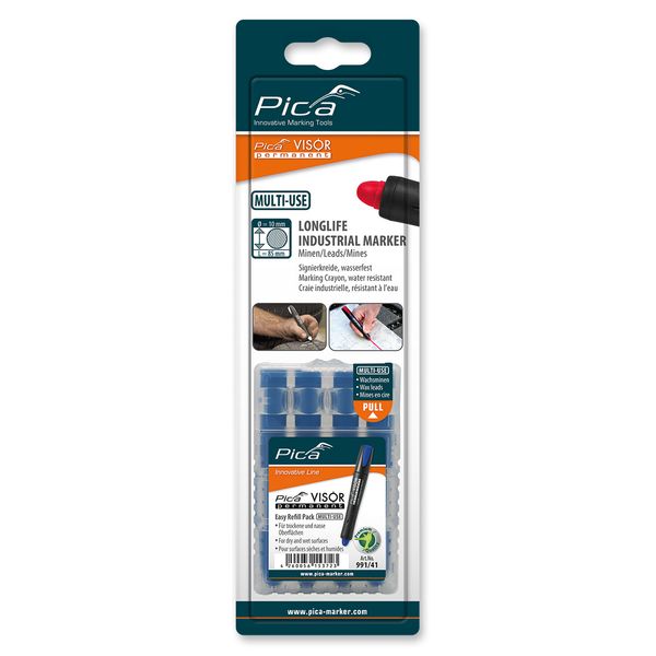 Pica 991/41 VISOR Permanent. Refill blue, blister image 1