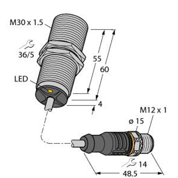 Inductive Sensor   BI12-M30-AD6X-0.3-RS4.23 image 1