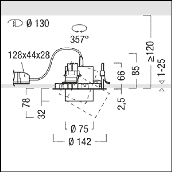 V2-R S 1800-940 SWI LWFL WH WH - ceiling-recessed luminaire image 3