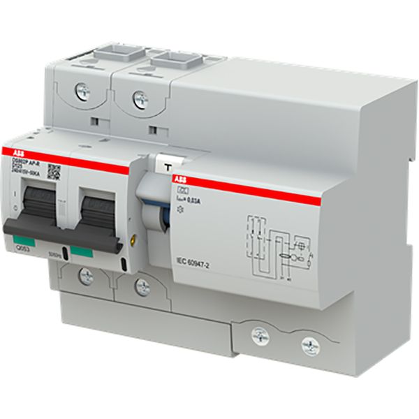 Residual current breaker RCBO DS800 range 50kA, 2P, curve D, 125A, 30m image 1