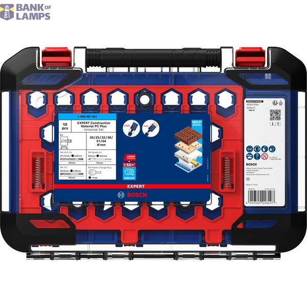 EXPERT Construction Material Hole Saw Set 2/25/32/38/51/64 mm 1-pc image 1
