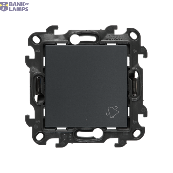 "Bell" push button with LED indicator light, (module), Simon 24, IP20/IP44, 10AX, 10A, graphite mat image 1