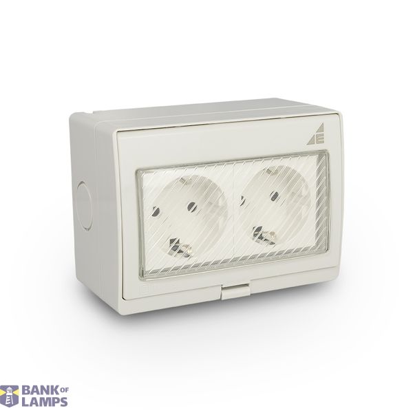 G2SN IP55 "AQUA55" surface-mounted double Schuko socket image 1