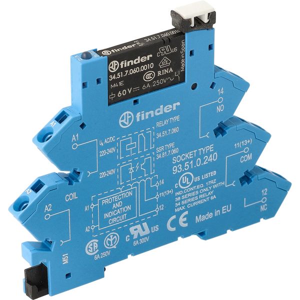 Rel. interface EMR screwless 6,2mm.1CO 6A/230...240VUC, AgNi (38.61.0.240.0060) image 4