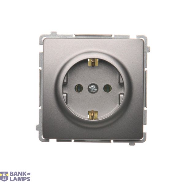 Single socket outlet with Schuko earthing, Inox, metallized, 16A image 1