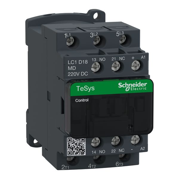 Contactor TeSys D 18A 3P 3NO coil 220VDC image 1
