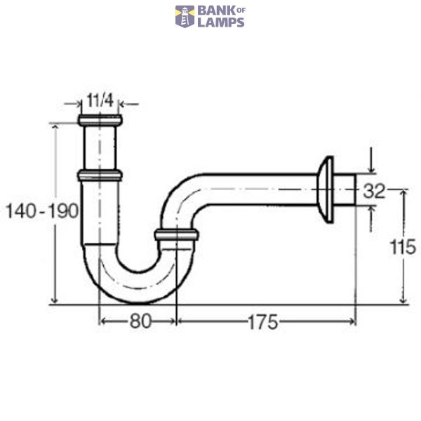 Sink siphon without outlet 11/4"x32, chrome image 2