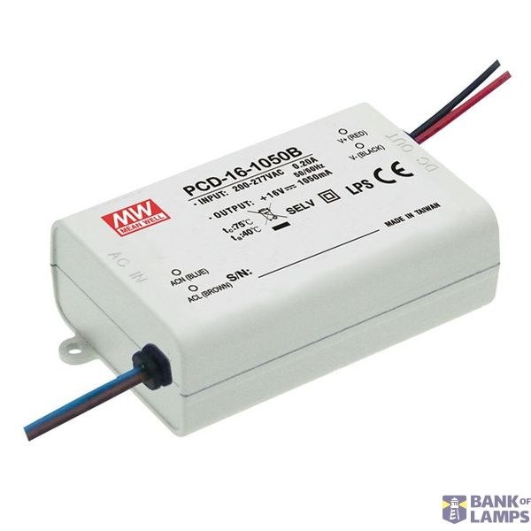 PCD-16-1050B Led driver, Class2 16W, 12-16V, 1050mA CC dimmable, MEAN WELL image 1