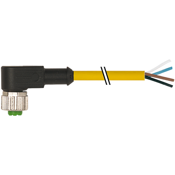 M12 female 90° A-cod. with cable PUR 4x0.34 ye 99.9m image 1