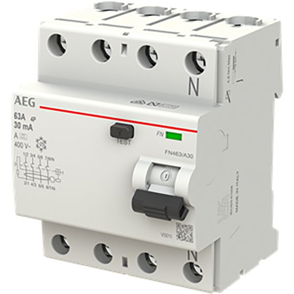 Residual current circuit breaker 4P, 63A, 30mA, A type image 1