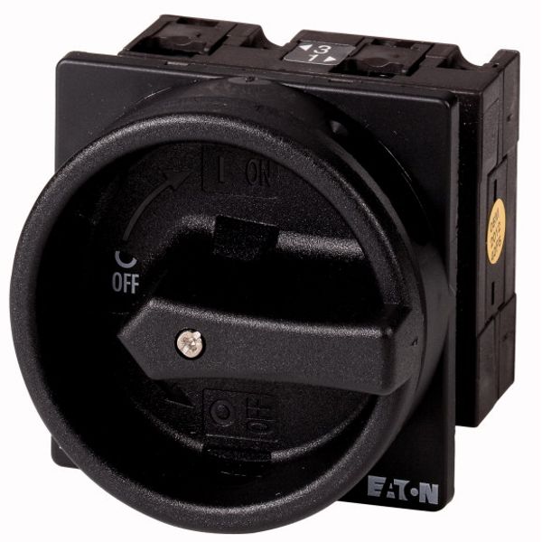 T3-3-8342/EA/SVB-SW Main switch, T3, 32 A, flush mounting, 3 contact unit(s), 6 pole, STOP function, With black rotary handle and locking ring, Lockable in the 0 (Off) po image 1
