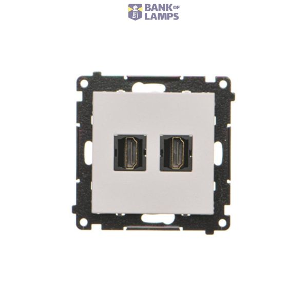 HDMI double socket, module, light gray matt, HDMI Standard: HDMI 1.4 image 1
