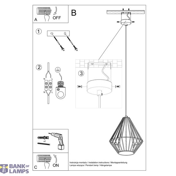 DEMI BLACK HANGING LAMP E27 1X60W IP20 image 4