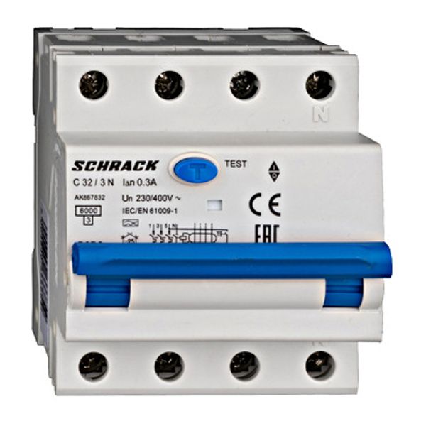 Combined MCB/RCD (RCBO) 3+N, AMPARO 6kA, C 32A, 300mA, Typ A image 1