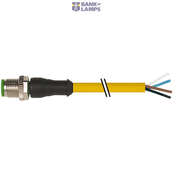 M12 male 0° A-cod. with cable PVC 4x0.34 ye UL/CSA 40m image 2