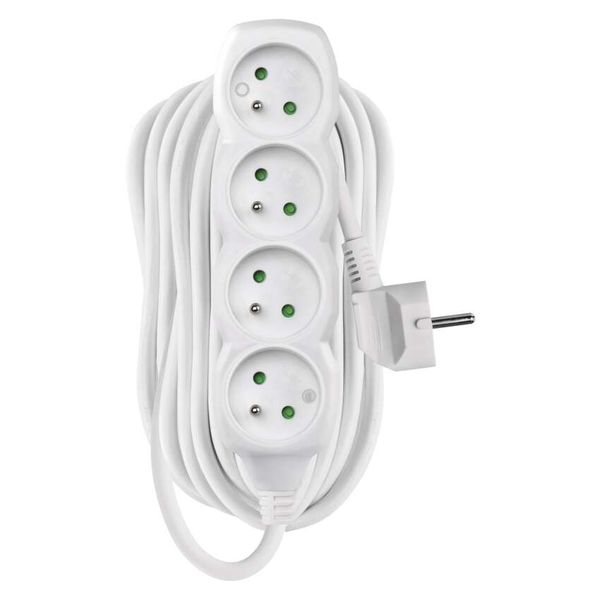 Extension Cord 10 m / 4 sockets / white / PVC / 1 mm2 image 1