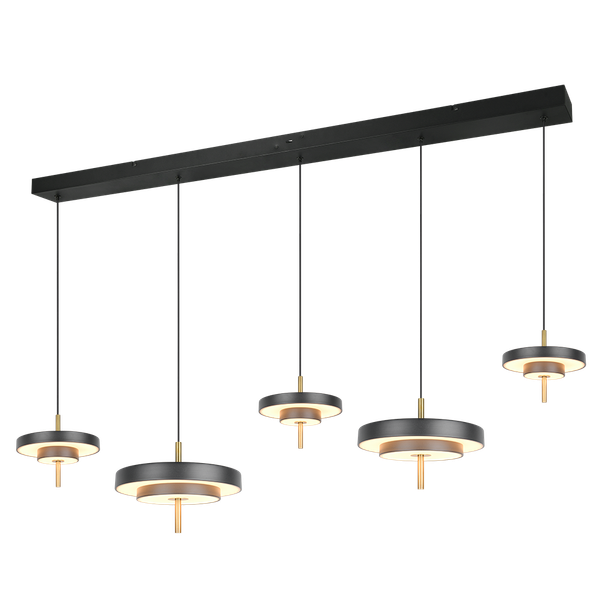 Keaton LED pendant 5-pc matt black/brass image 1
