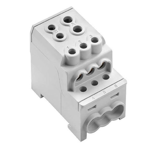 Potential distributor terminal, Screw connection, Light Grey, 70 mm², 200 A, 1000 V, Number of connections: 8, Number of levels: 1 image 1