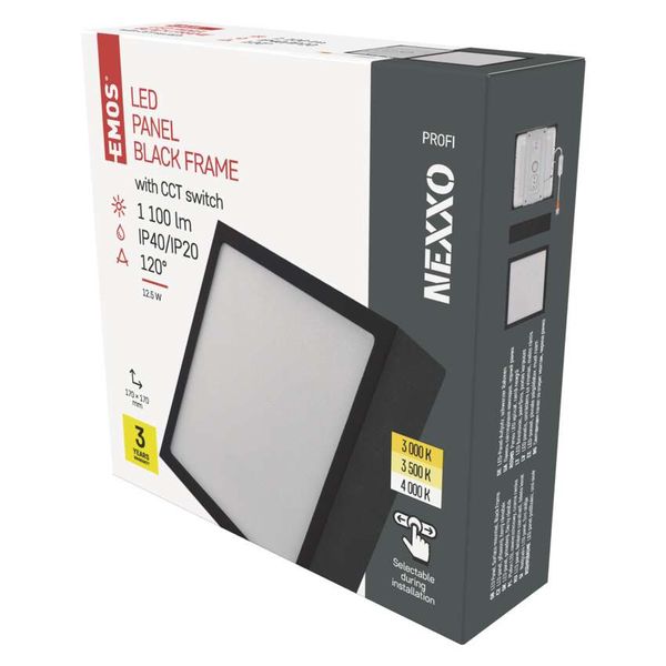 LED surface luminaire NEXXO, square, black, 12.5W, with change CCT image 1