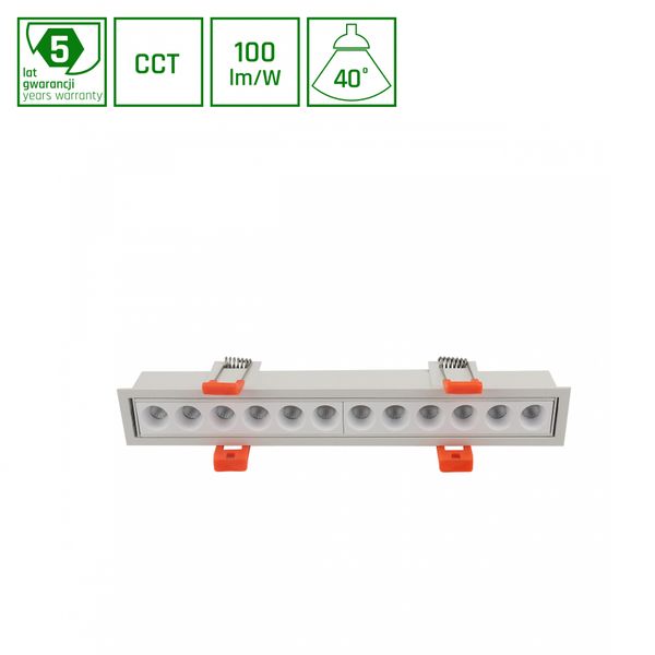 GRID S OPRAWA NATYNKOWA 12W CCT 230V 40st IP20 232x34x60mm BIAŁY 5 LAT GW. SPECTRUM image 1