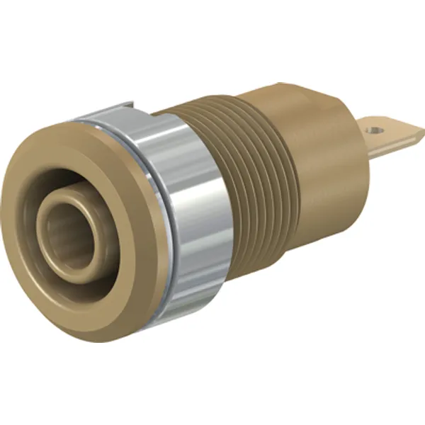 4 mm socket, flat plug connection, mounting Ø 12.2 mm, CAT III, brown, 23.3000-27 image 1