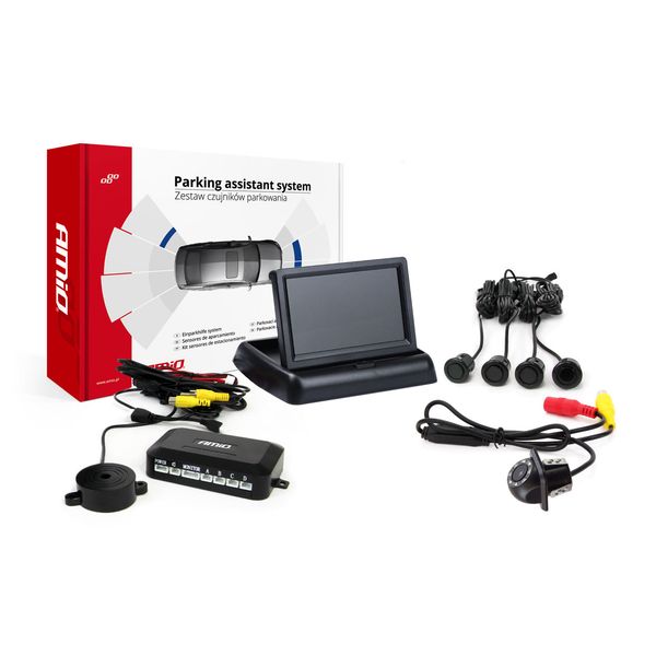 Parking assistant system 4,3 TFT02 FLIP-UP CAM-305 LED GOLD black 18mm image 1