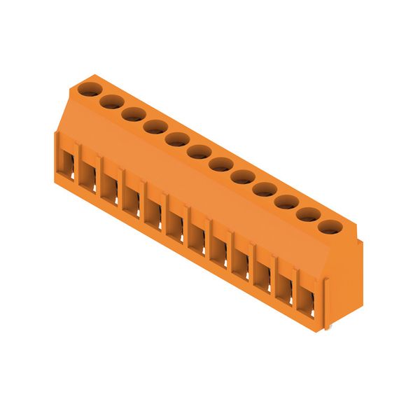 Printed circuit board terminals, 5.00 mm, Number of poles: 12, 90°, Solder pin length (l): 3.2 mm, tinned, orange, Clamping yoke connection, Clamping range, max. : 6 mm², Box image 4