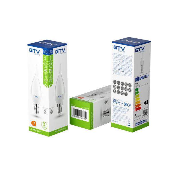 LED Bulb E14, C30L, 3 W, 260 lm, 4000K, AC220-240V, 160° image 2