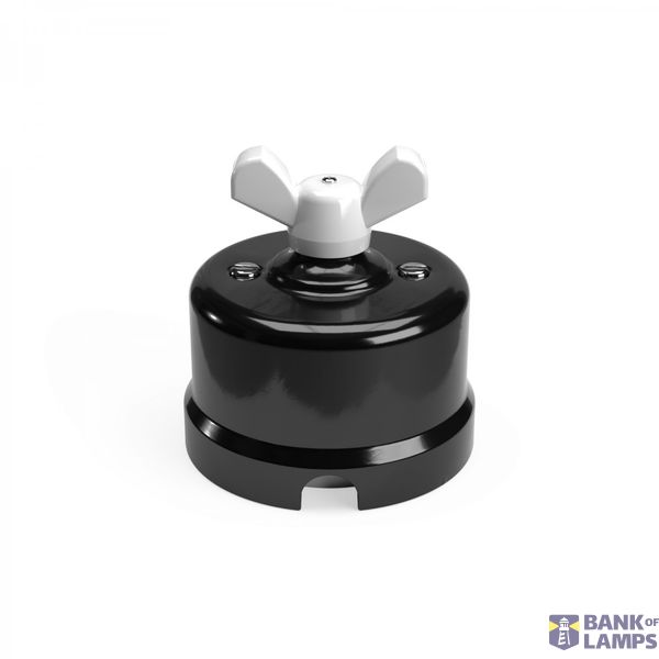 Switch/Diverter in black porcelain with butterfly nut image 2