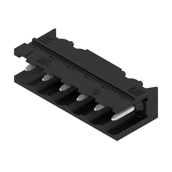 PCB plug-in connector, male header, open side, THT/THR solder connection, 5.08 mm, Number of poles: 6, 90°, Solder pin length (l): 1.5 mm, tinned, black, Tape image 2