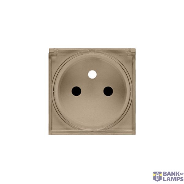 Cover for single socket outlet with transparent flap, (cover), Simon 24, IP44, champagne matt image 1