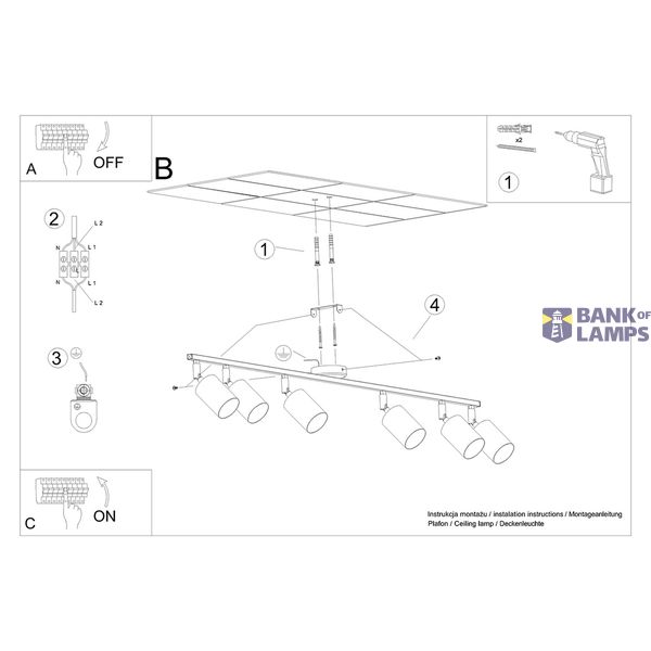 CEILING LAMP LEMMI 6L WHITE GU10 6X10W IP20 image 6