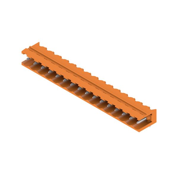 PCB plug-in connector, male header, open side, THT solder connection, 5.08 mm, Number of poles: 16, 90°, Solder pin length (l): 3.2 mm, tinned, orange, Box image 4