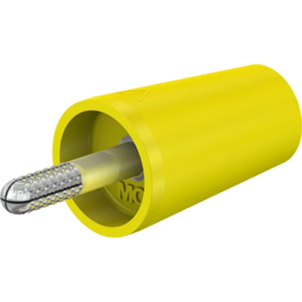 Screw-clamping adapter, 4 mm plug, spreadable to 4 mm socket, yellow, CAT II, 24.0161-24 image 1