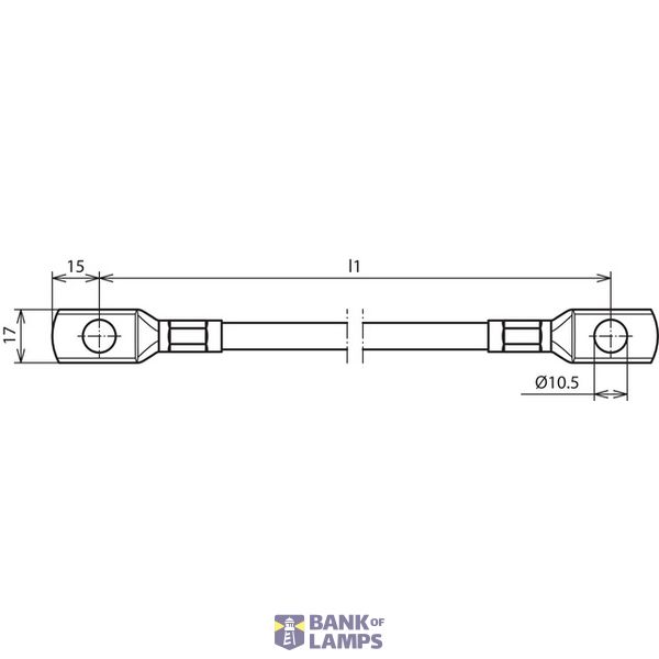 Bridging cable Cu 25 mm² BK L variable, with two cable lugs B 10.5 mm image 2