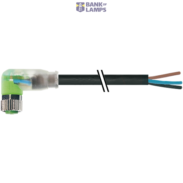 M8 female 90° A-cod. with cable LED PVC 4x0.25 bk UL/CSA 2.0m image 1