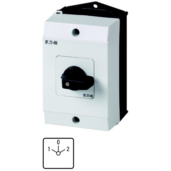 T0-2-8400/I1 Reversing switches, T0, 20 A, surface mounting, 2 contact unit(s), Contacts: 4, 45 °, maintained, With 0 (Off) position, 1-0-2, Design number 8400 image 1