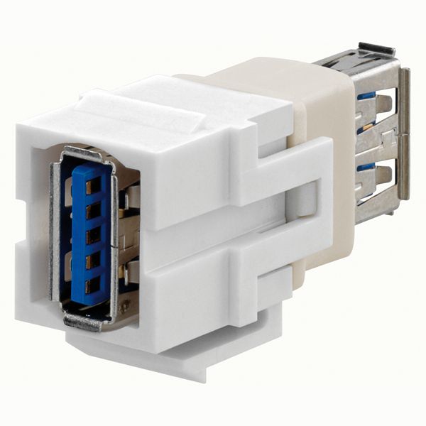 USB-A Keystone module, pure white (similar to RAL 9010), for mounting adapter KMK-MA Up and other installation adapters image 1