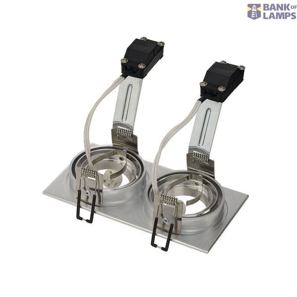 NEW TRIA II MR16 downlight, rectangular, alu brushed, max. 2x50W, incl. clip springs image 3