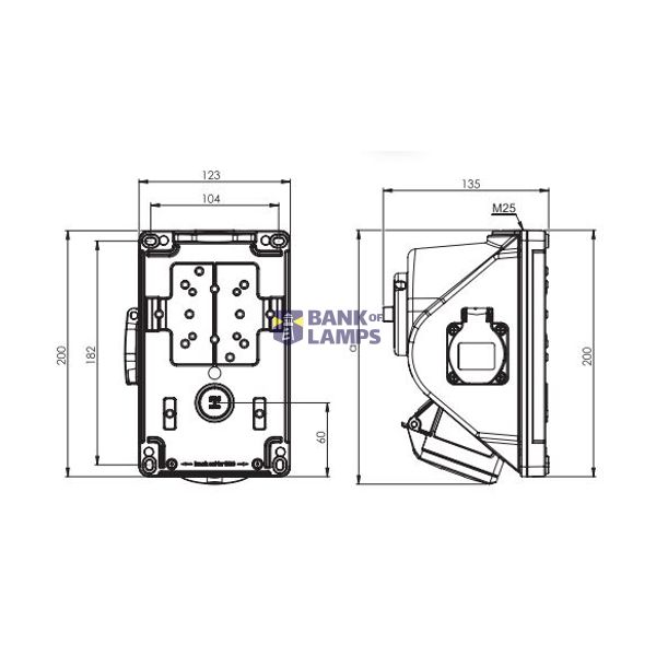 Fixed socket COMBO-POL 32A 5P 6h IP44 image 2