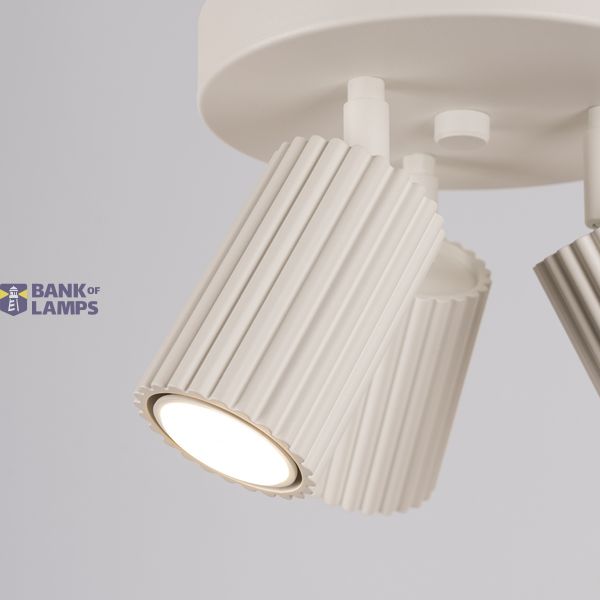 MINIMALIST BEIGE CEILING LAMP FROM THE CARBON SERIES, ADJUSTABLE SPOTLIGHTS, ROUND ROSETTE 3XGU10 image 6